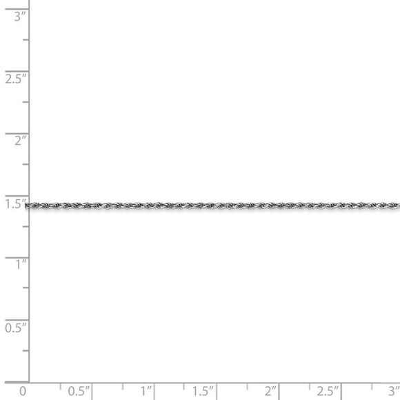 1.2mm, 10k White Gold Diamond Cut Solid Rope Chain Necklace, 16 Inch - Picture 5 of 9